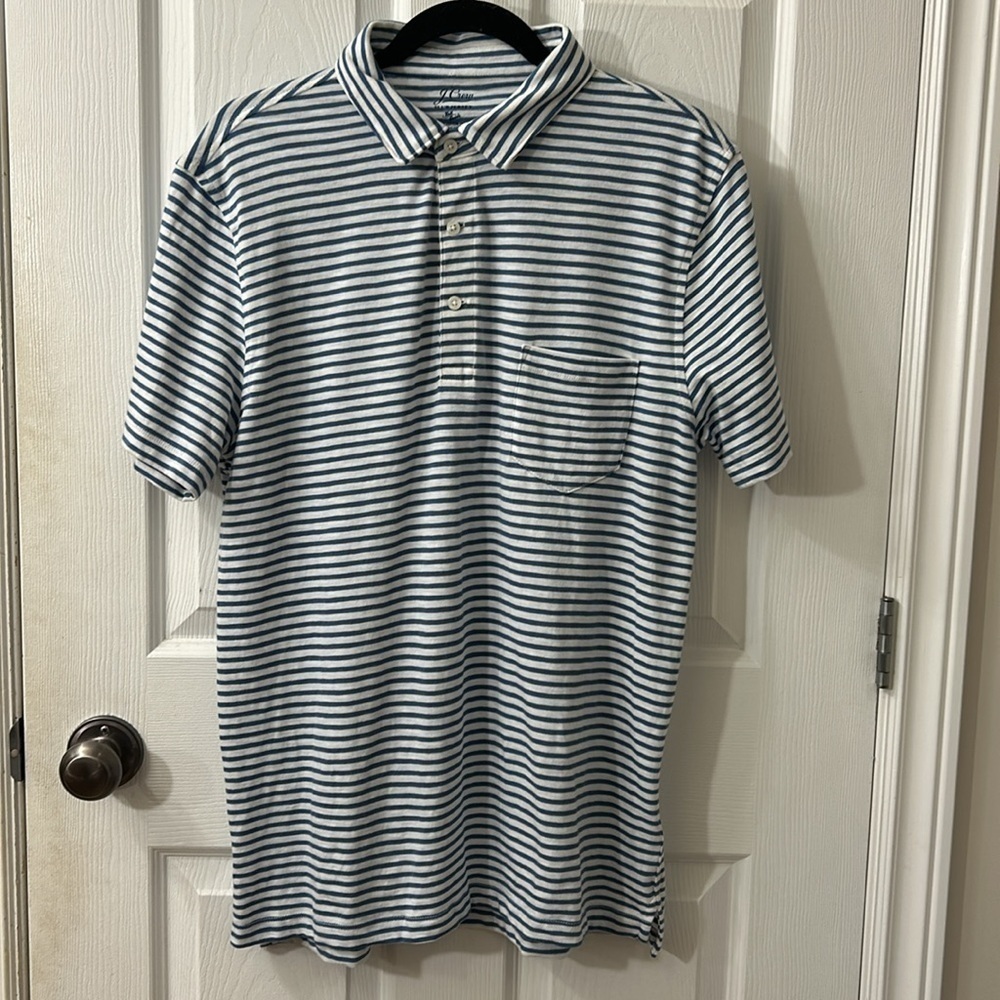 J Crew men’s shirt slub jersey size large knit goods slim untucked golf shirt